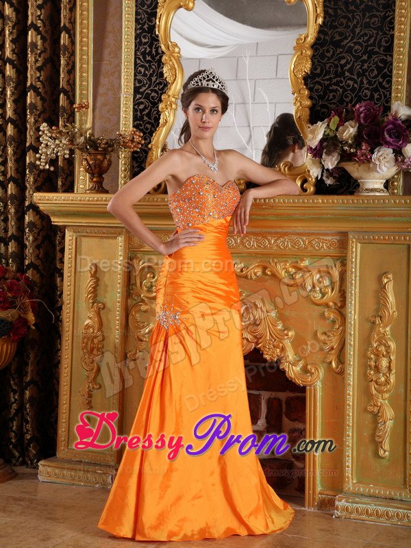 Low Price Orange Sweetheart Beaded Junior Prom for Autumn