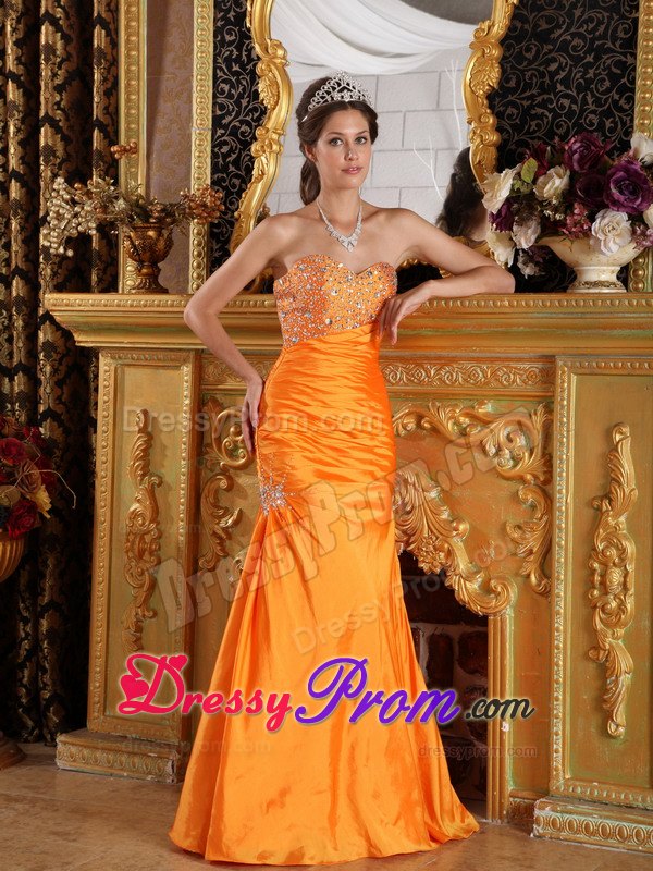 Low Price Orange Sweetheart Beaded Junior Prom for Autumn