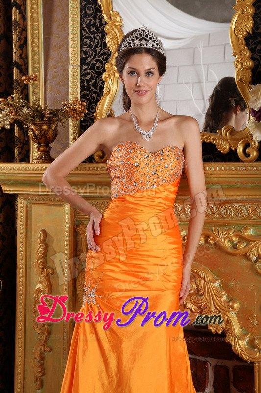 Low Price Orange Sweetheart Beaded Junior Prom for Autumn