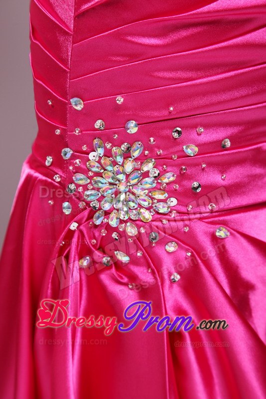 Exclusive Column Sweetheart Hot Pink Beaded Prom Dresses