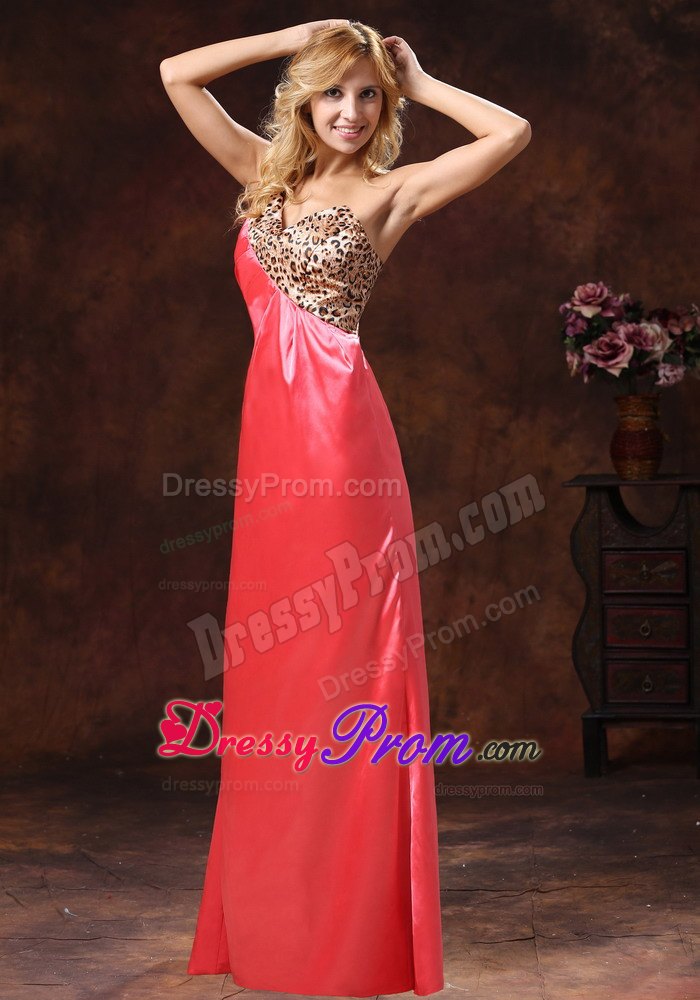 Discount Watermelon Asymmetrical Prom Maxi Dress with Leopard Print