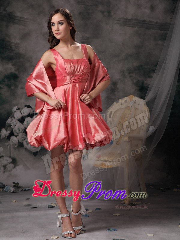 Watermelon Square Mini Length Prom Maxi Dress with Pick ups 2014