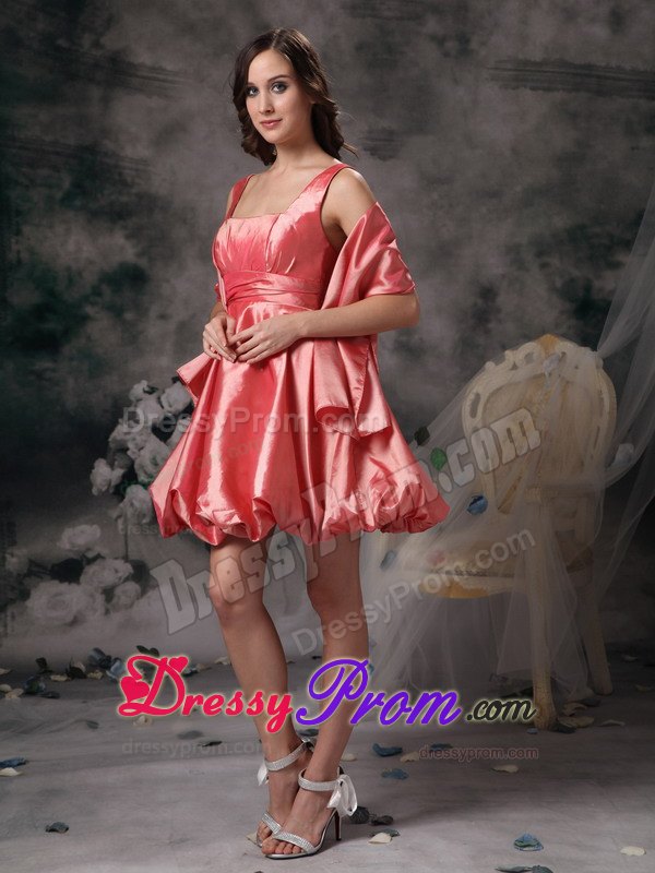 Watermelon Square Mini Length Prom Maxi Dress with Pick ups 2014