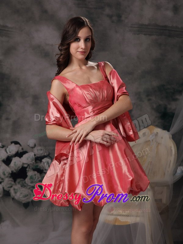 Watermelon Square Mini Length Prom Maxi Dress with Pick ups 2014