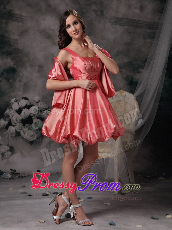 Watermelon Square Mini Length Prom Maxi Dress with Pick ups 2014