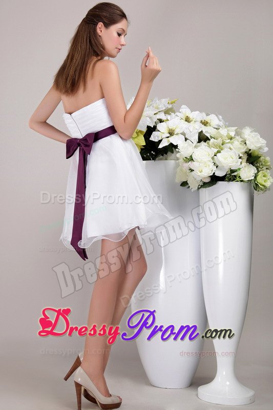 2013 New White Strapless Organza Prom Party Dress with Appliques