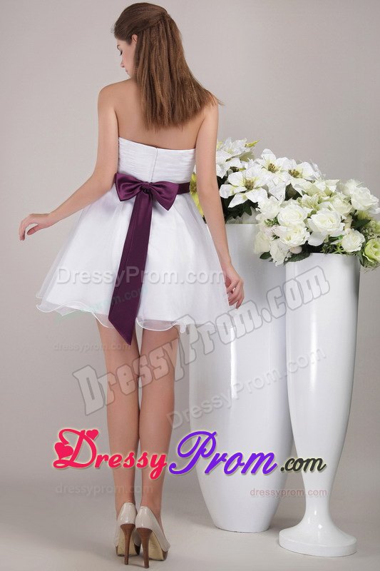 2013 New White Strapless Organza Prom Party Dress with Appliques