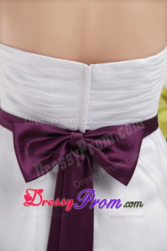2013 New White Strapless Organza Prom Party Dress with Appliques