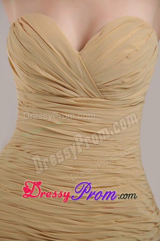 Best Ruched Sweetheart Mini Length Prom formal Dress in Wheat Color