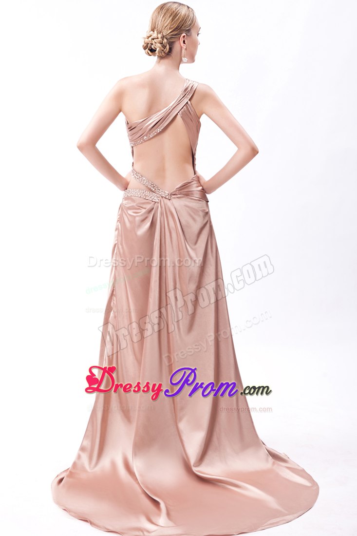 Court Train One Shoulder Champagne Prom Party Dress in Storrs
