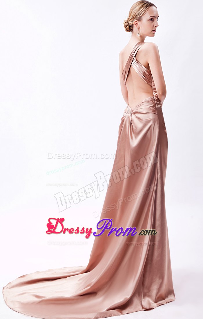 Court Train One Shoulder Champagne Prom Party Dress in Storrs