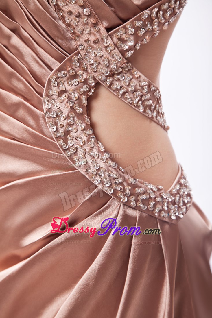 Court Train One Shoulder Champagne Prom Party Dress in Storrs