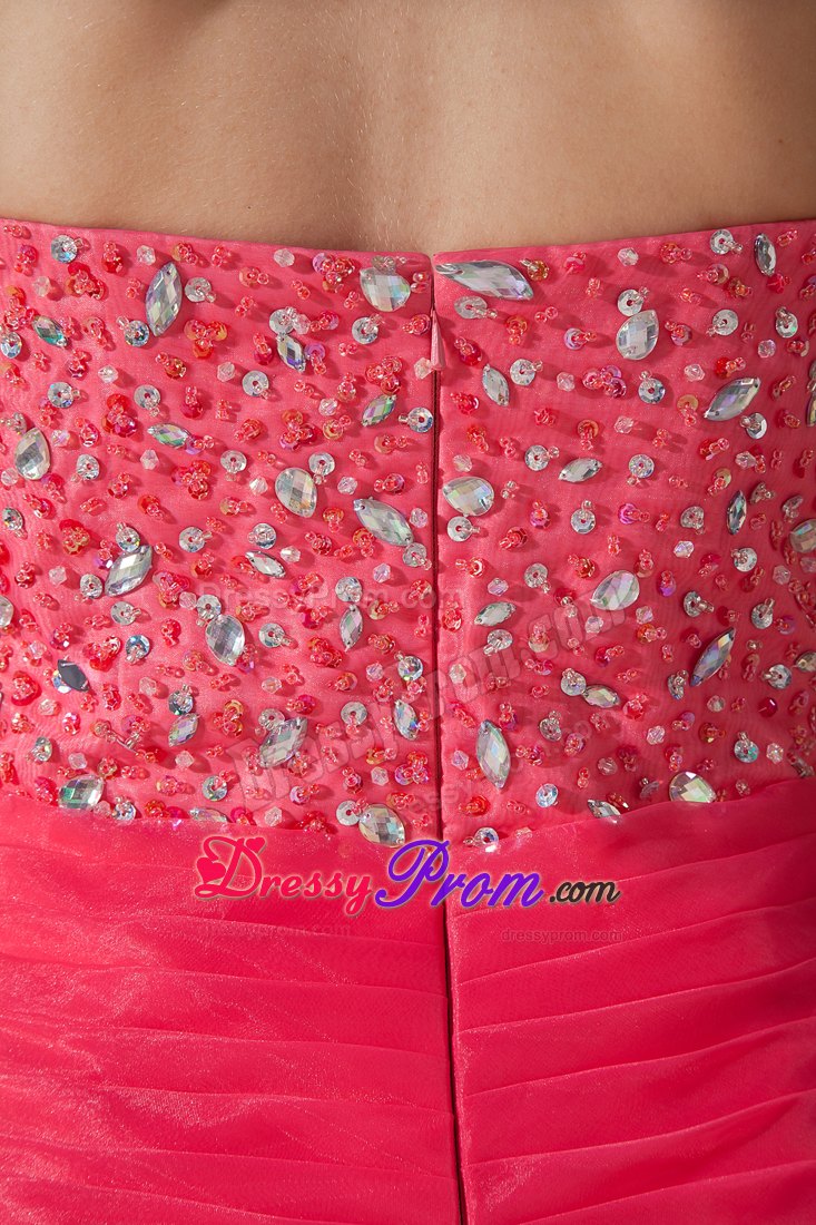 Customized Beaded Ruffled Coral Red Dress for Prom Queen
