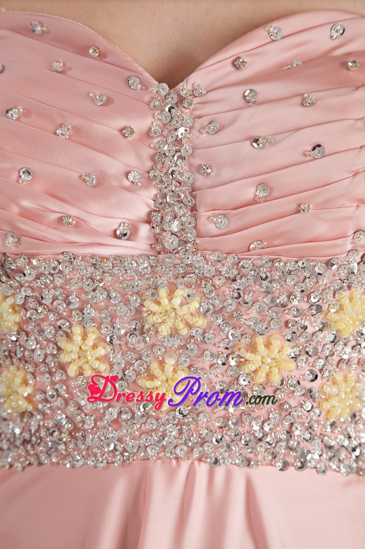 Sweetheart Beaded Slitted Baby Pink Prom Dress in Westminster