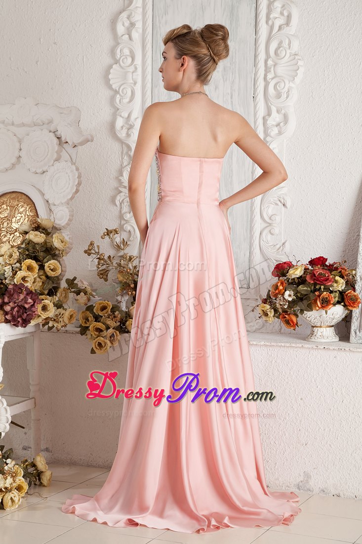 Sweetheart Beaded Slitted Baby Pink Prom Dress in Westminster