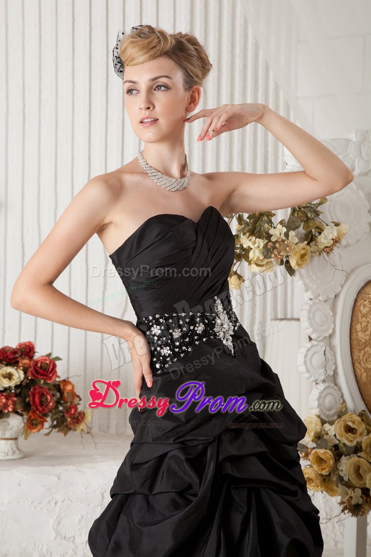 Wholesale Zebra Print Pick-Ups Beaded Black Prom Gown Dress