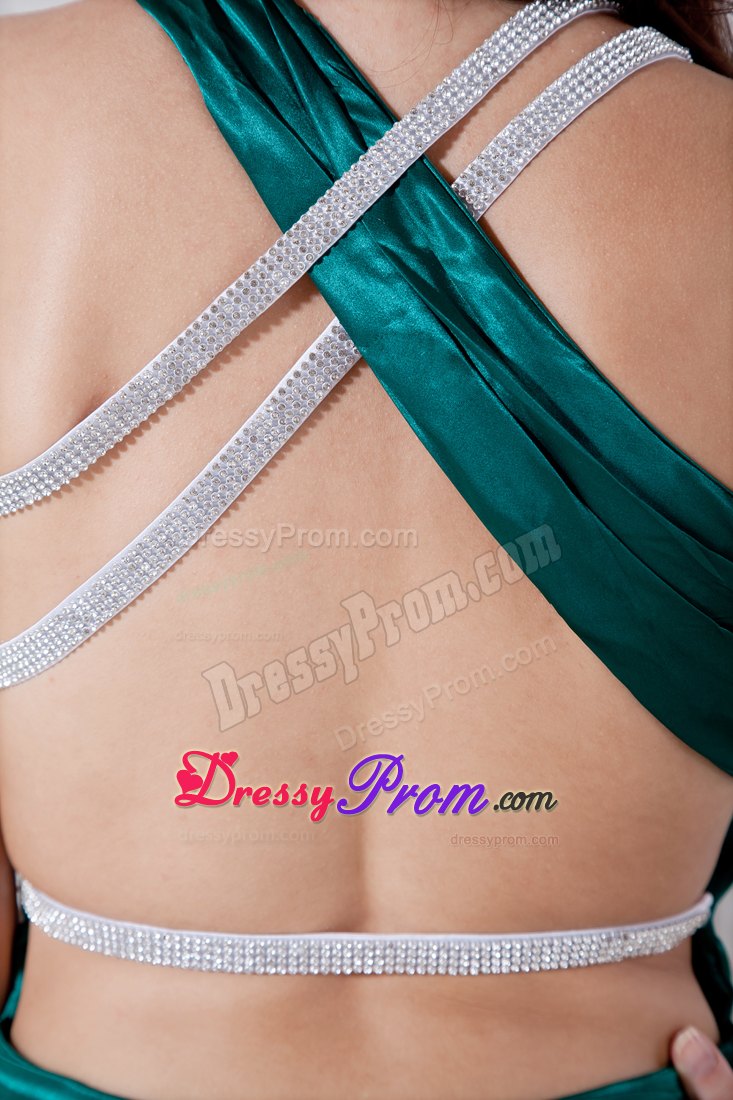 Custom Made Beaded Turquoise Prom Party Dress with Back Out