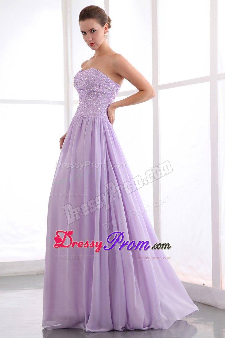 2013 Chiffon Lavender Beaded Sweetheart Prom Holiday Dress