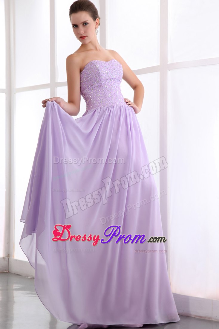 2013 Chiffon Lavender Beaded Sweetheart Prom Holiday Dress