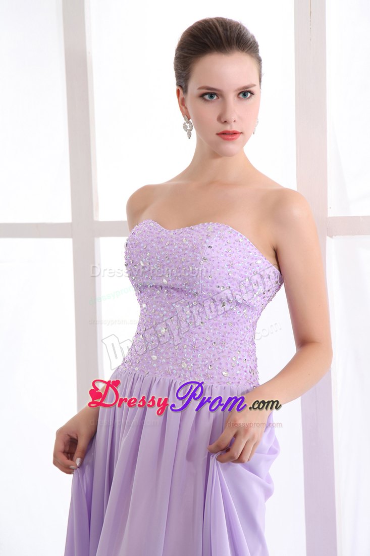 2013 Chiffon Lavender Beaded Sweetheart Prom Holiday Dress