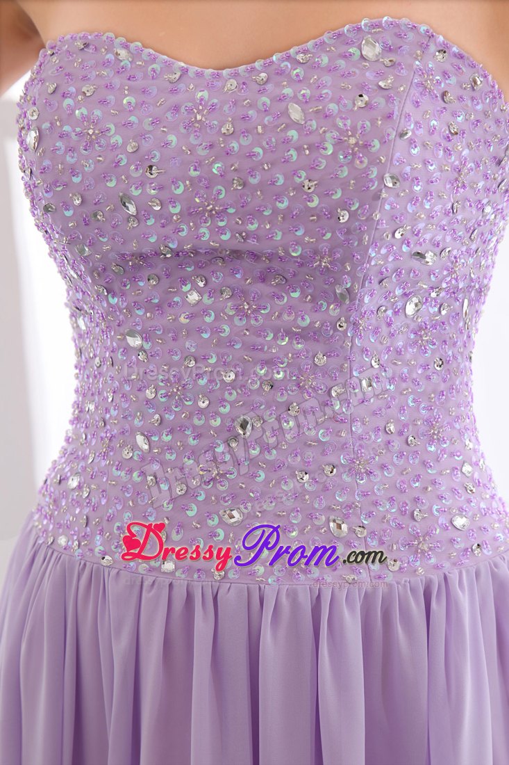 2013 Chiffon Lavender Beaded Sweetheart Prom Holiday Dress