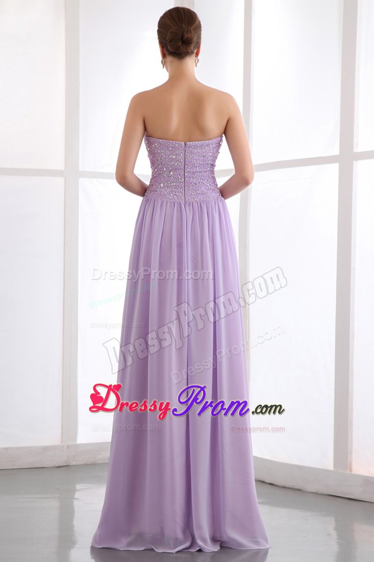 2013 Chiffon Lavender Beaded Sweetheart Prom Holiday Dress