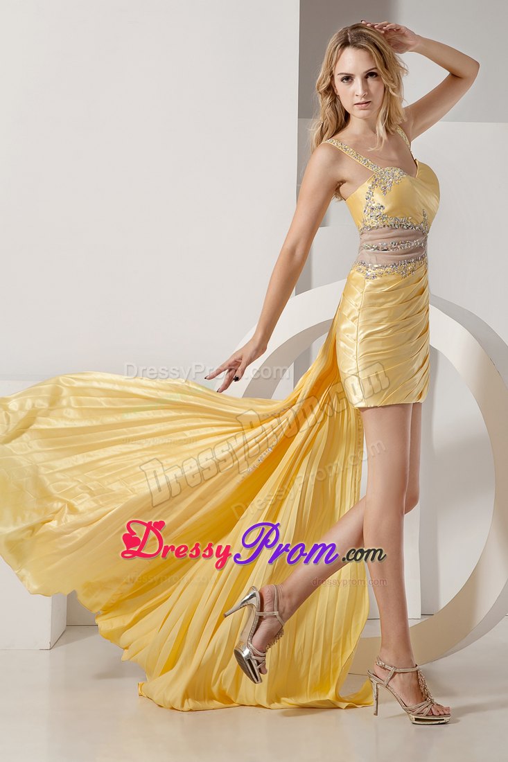 Beaded One Shoulder High Slit Prom Pageant Dresses in Light Blue