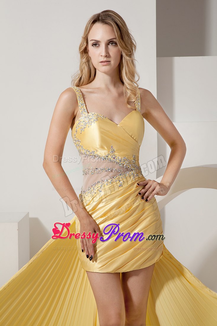 Beaded One Shoulder High Slit Prom Pageant Dresses in Light Blue
