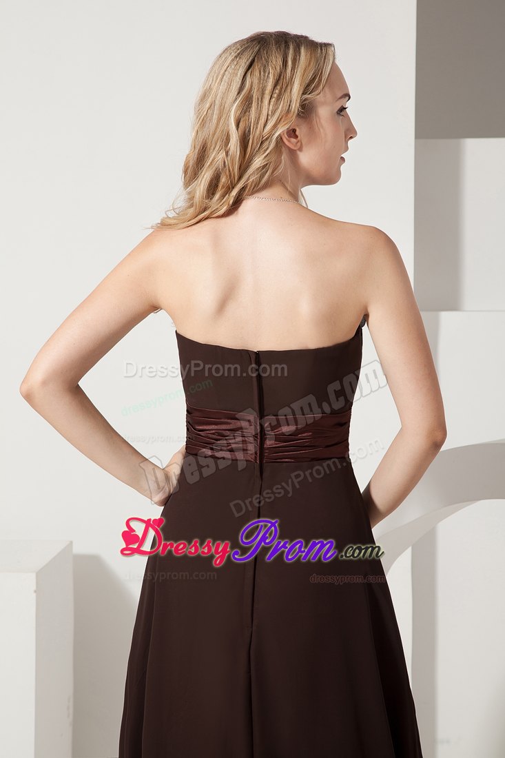 Brown Floor Length Prom Pageant Dresses with Flowers and Beading