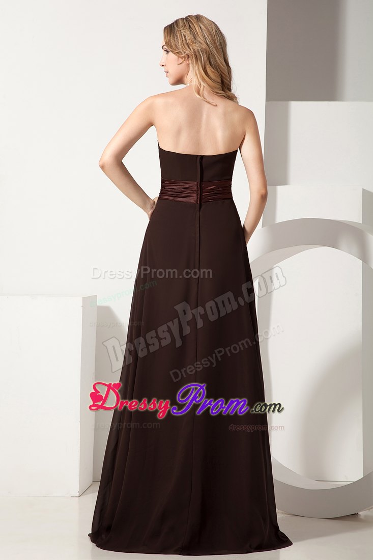 Brown Floor Length Prom Pageant Dresses with Flowers and Beading