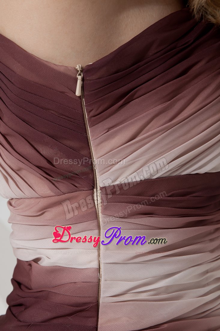 Ruched Column One Shoulder Prom Pageant Dresses in Ombre Color