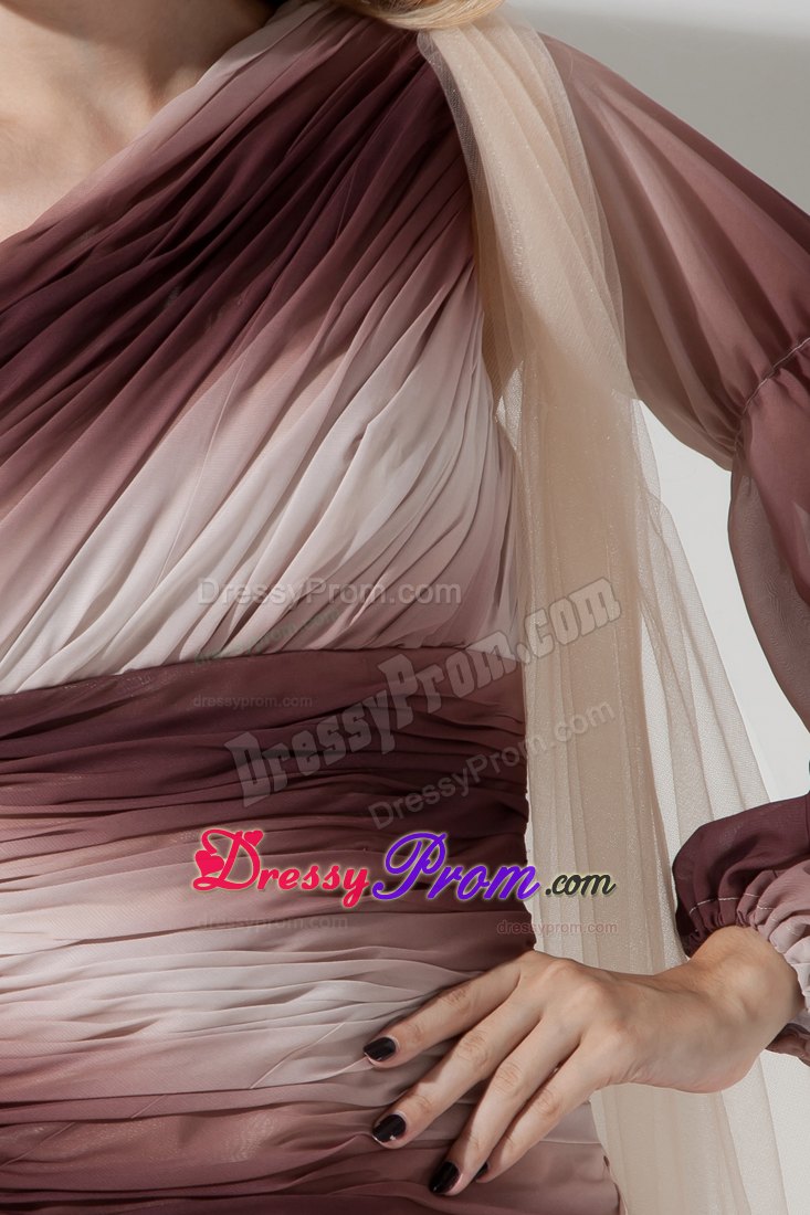 Ruched Column One Shoulder Prom Pageant Dresses in Ombre Color