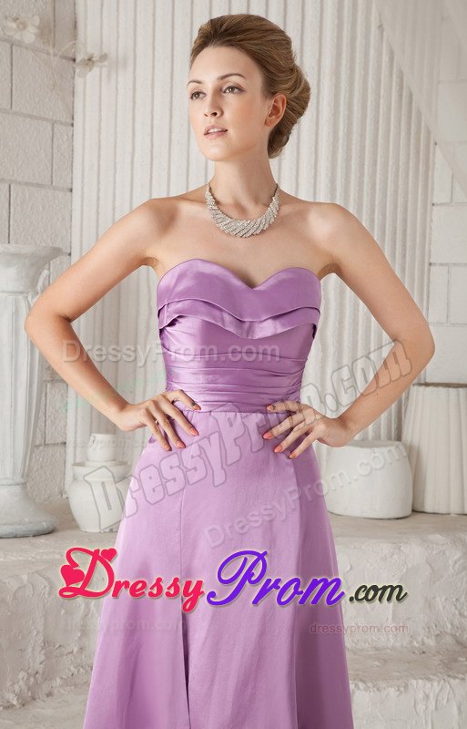 Lavender Floor Length Prom Pageant Dress with High Slit Strapless