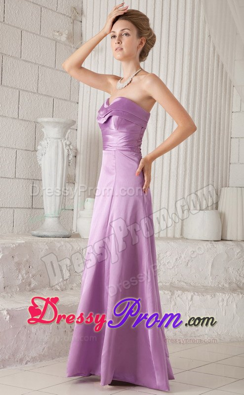 Lavender Floor Length Prom Pageant Dress with High Slit Strapless