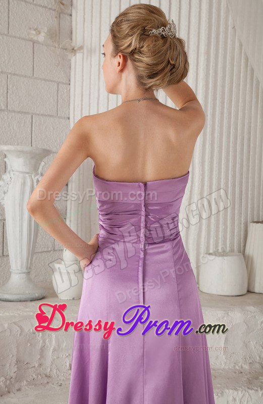 Lavender Floor Length Prom Pageant Dress with High Slit Strapless