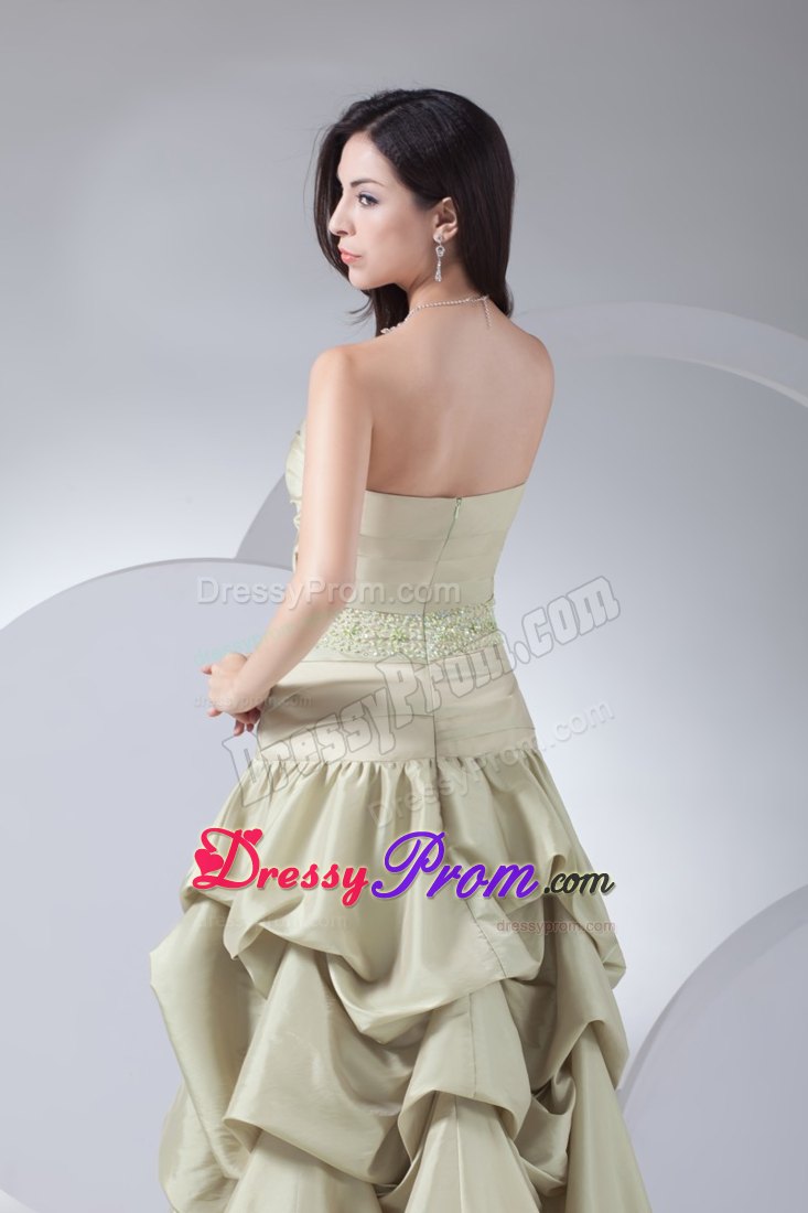 Beading and Pick ups Accent High Low Prom Dresses in Yellow Green