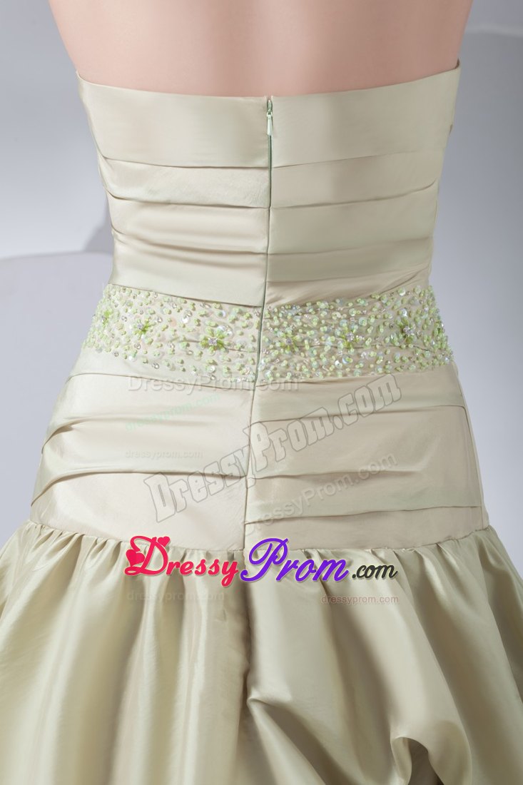 Beading and Pick ups Accent High Low Prom Dresses in Yellow Green