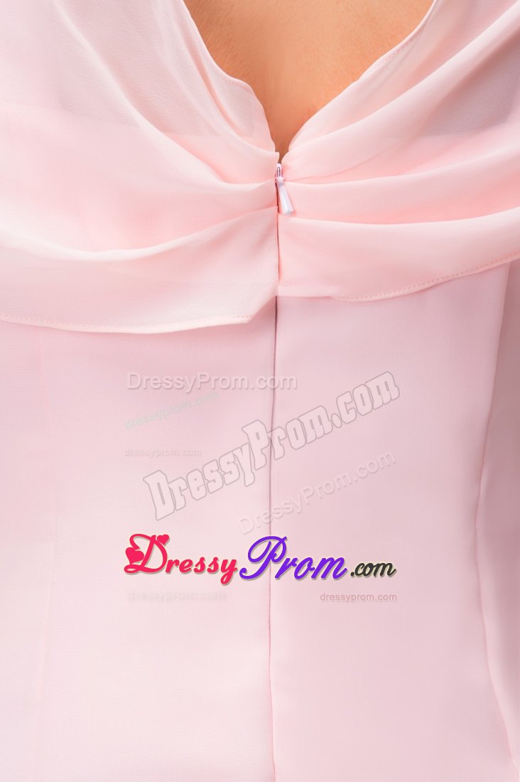 Cute Square Neck Short Sleeves Pink Prom Dress with Flowers
