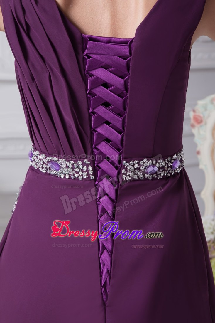 Lace-Up V-Neck Broomfield Hot Sale Purple Long Prom Gowns