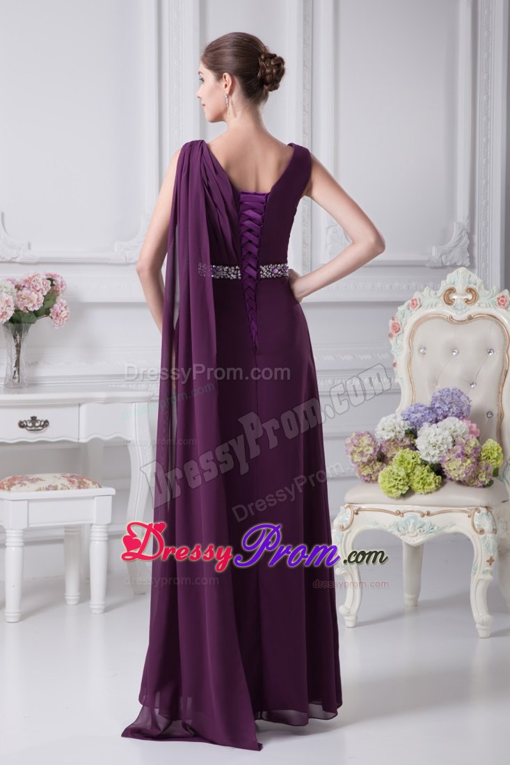 Lace-Up V-Neck Broomfield Hot Sale Purple Long Prom Gowns
