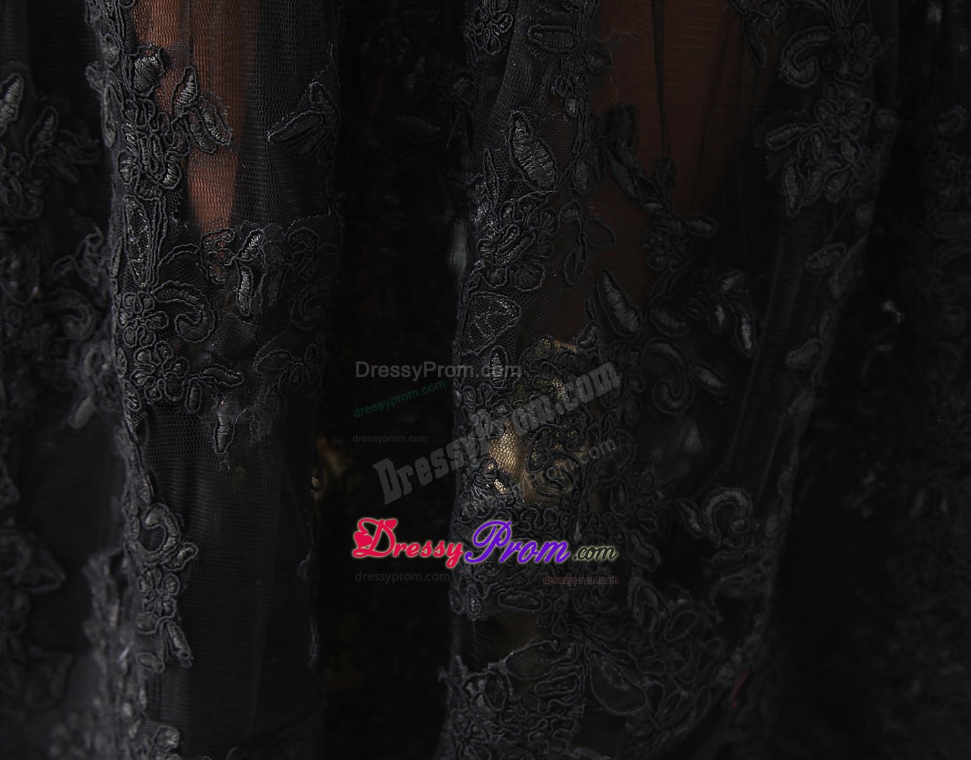 Column Strapless Black Lace Prom Holiday Dress Floor-length