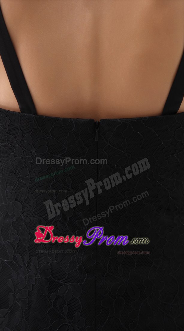 Mature Mermaid Straps Black Lace Prom Celebrity Dress