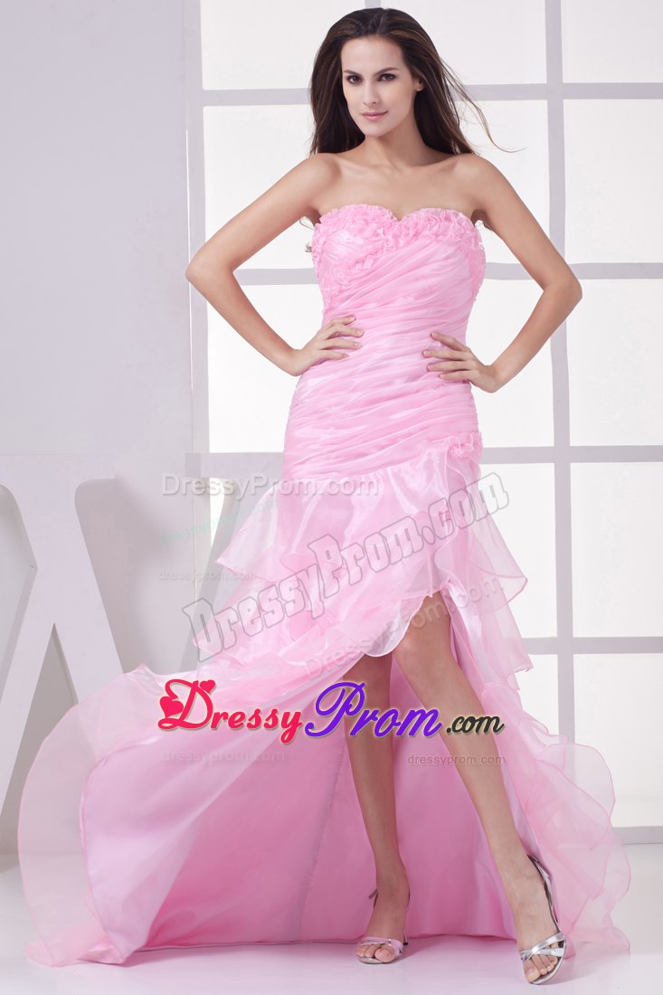 Cheap Slitted Sweetheart Pink Prom Dress for Girls Brush Train