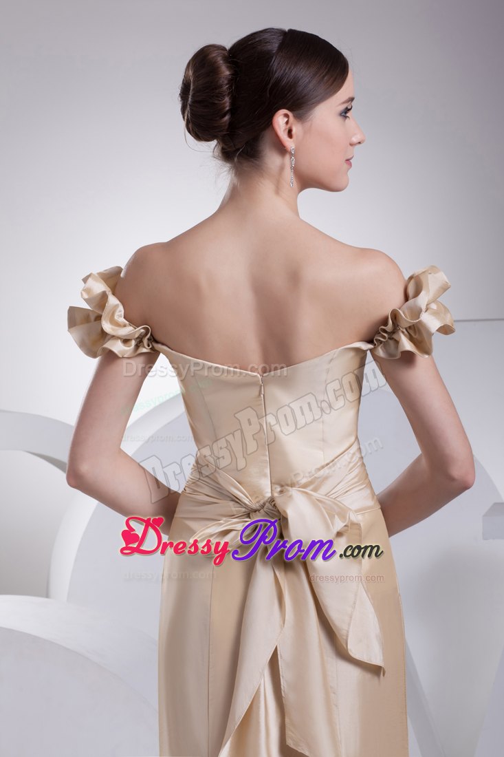 Off The Shoulder Mermaid Champagne Prom Dress Brush Train