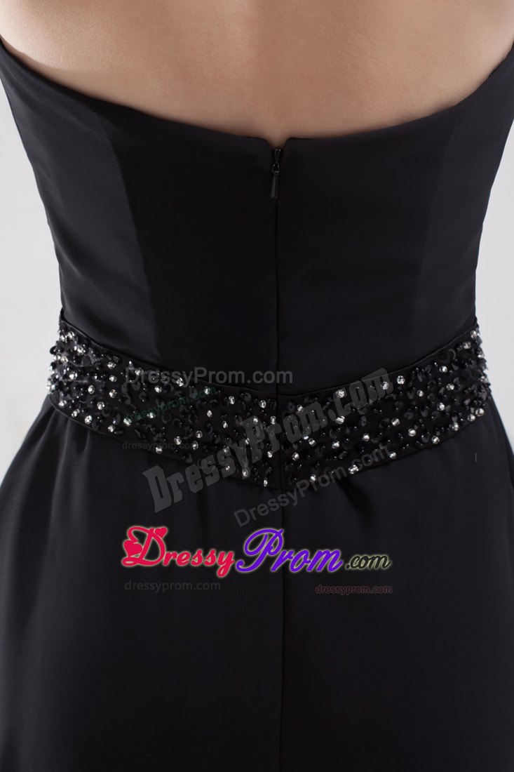 Affordable Halter Top Brush Train Black Prom Dress for Girls
