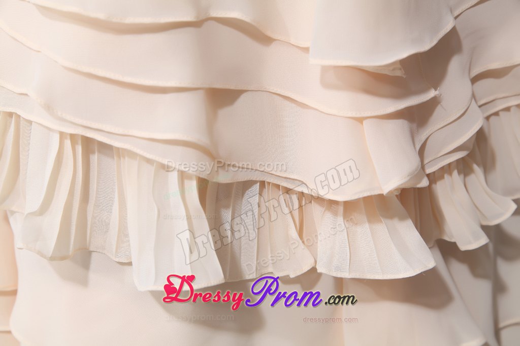 2013 Cheap Champagne Long Prom Dress with Ruffled Layers
