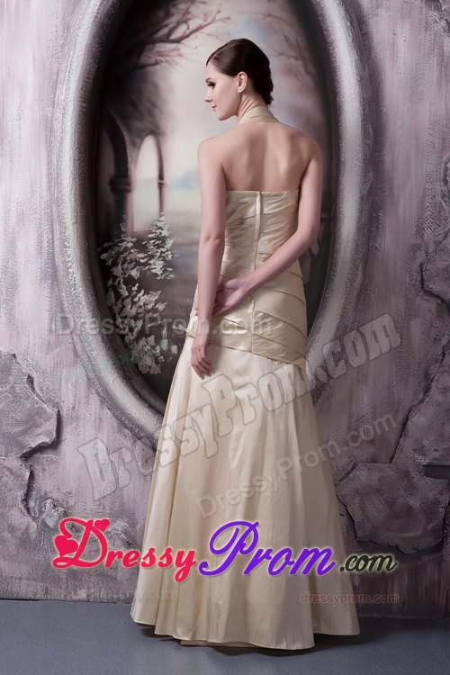 A-line Halter Top Floor-length Champagne Prom Gowns in Arizona