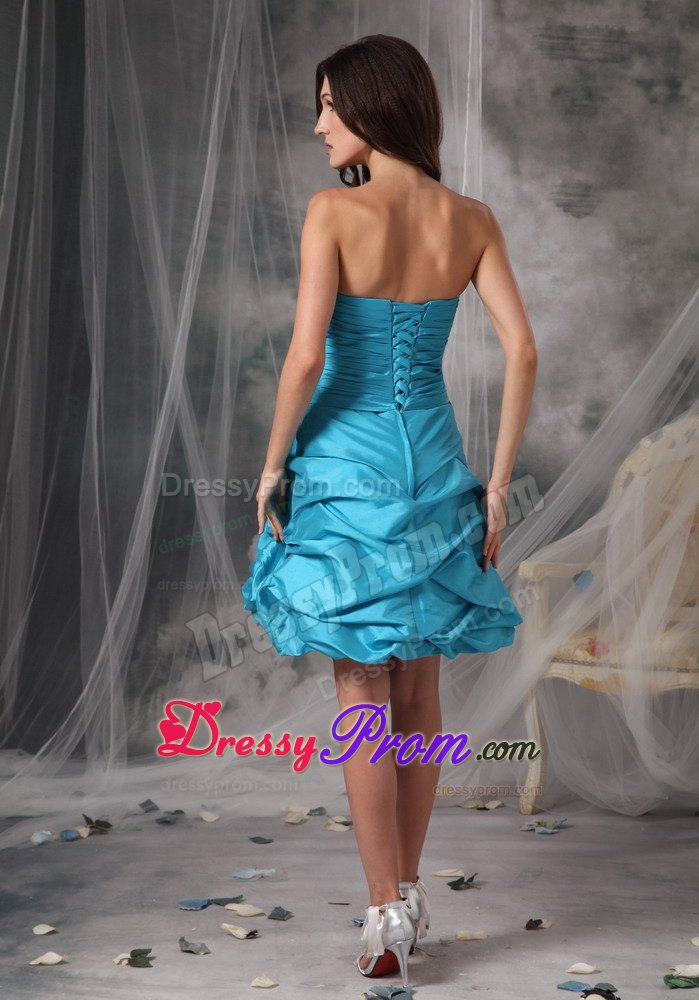 Beading and Pick ups Accent Mini Prom Evening Dress in Baby Blue