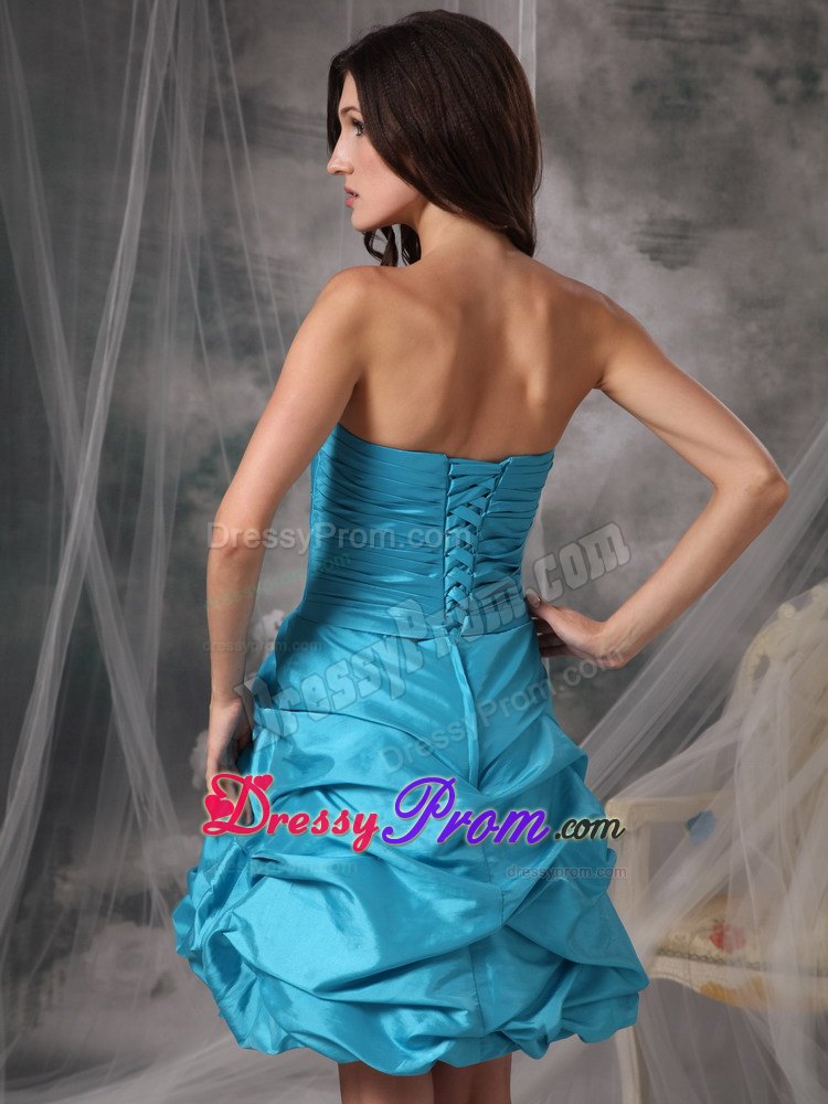 Beading and Pick ups Accent Mini Prom Evening Dress in Baby Blue
