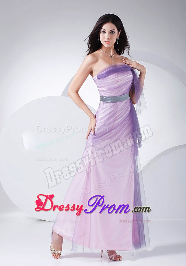 Taffeta Tulle Strapless Pink Long Prom Dress for Girls Wholesale